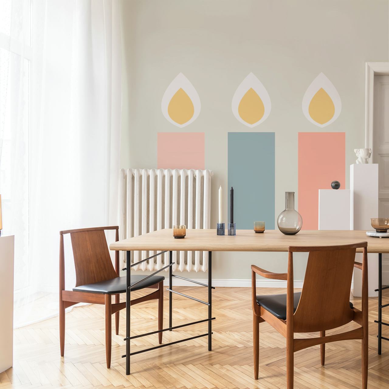 Hygge Xmas Candles wallpaper in a room