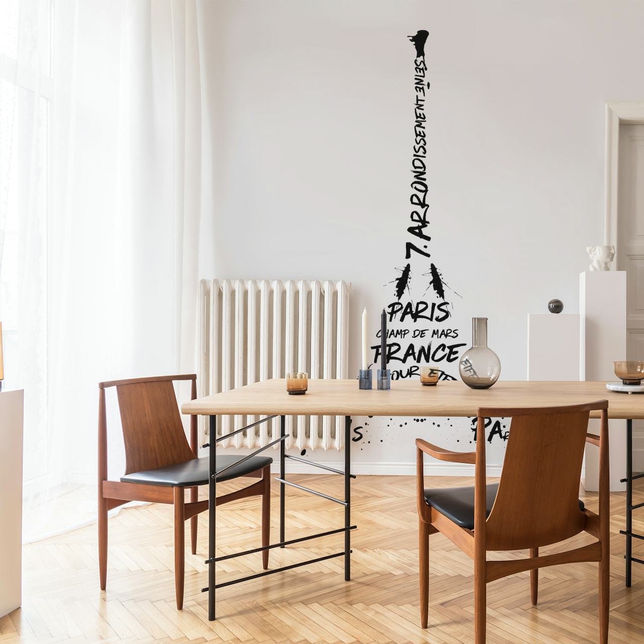 Eiffel Tower digital art wallpaper in a room