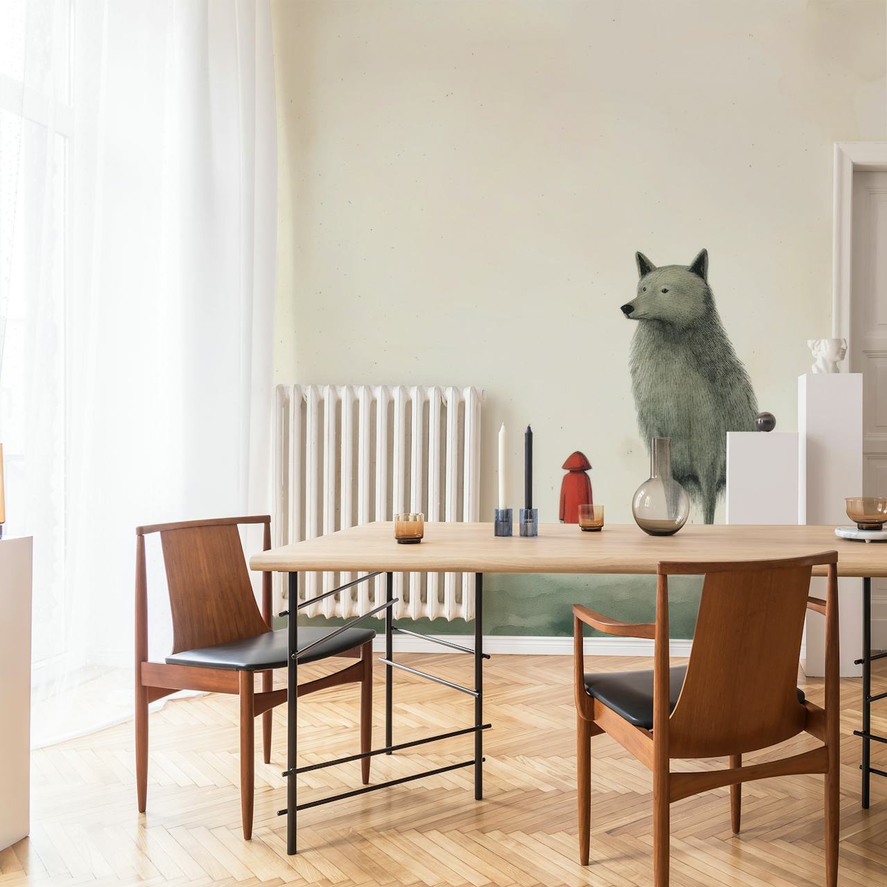 The Minimal Wolf wallpaper design in a room