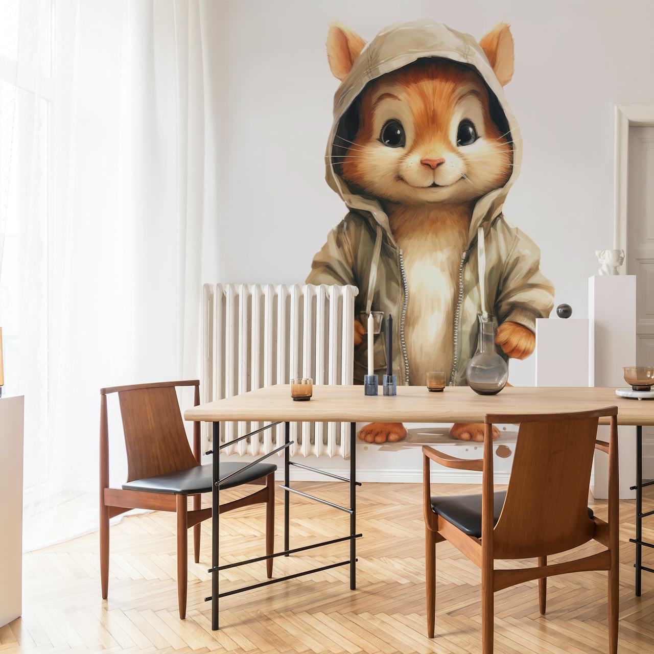 Aguarela, Watercolor Cartoon Chipmunk in a Hoodie