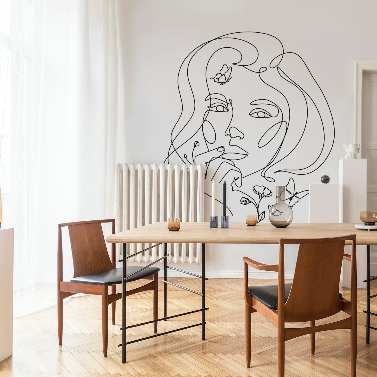 Floral Face Art Design tapet i et rom