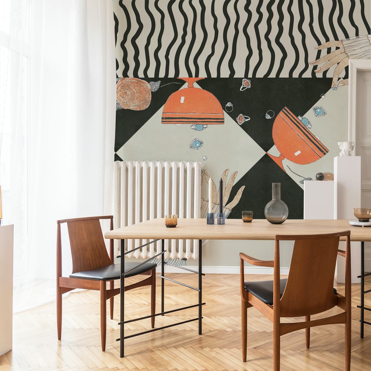 Dada Art Wallpaper Displayed In A Room