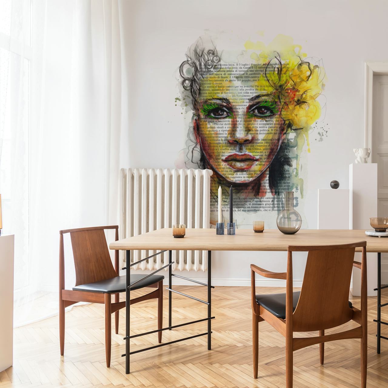 Female Typography Portrait wallpaper in a room