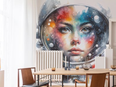Watercolor Female Astronaut Portrait