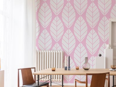 Pastel Pink Leaf Pattern