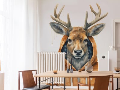 Watercolor Cartoon Elk in a Hoodie