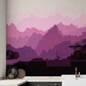 Mountains in Pink Fog