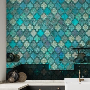Old Moroccan Tiles Teal Green