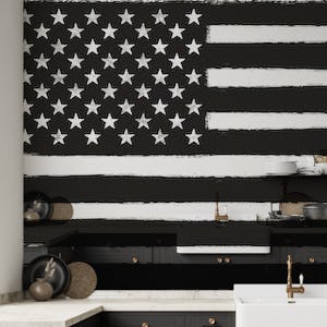 Black White USA Flag