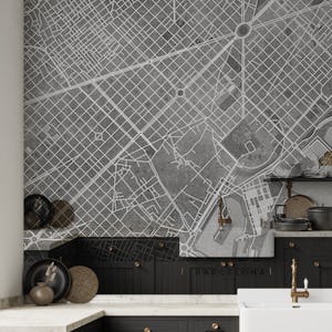 Gray vintage map Barcelona
