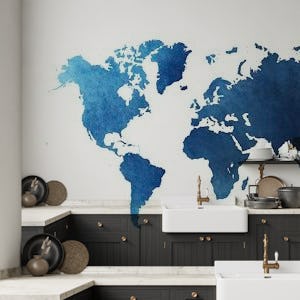 World Map Navy and Blue