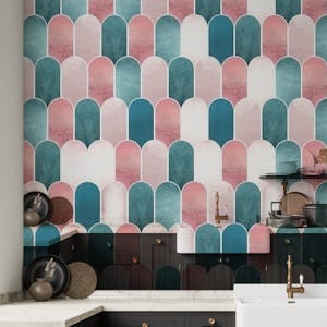 Blush Pink and Teal Wall