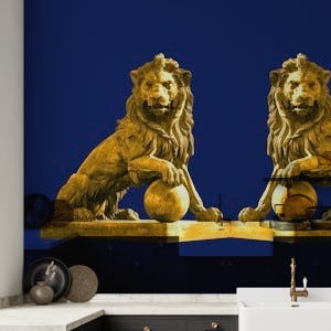 Lions on Navy Blue