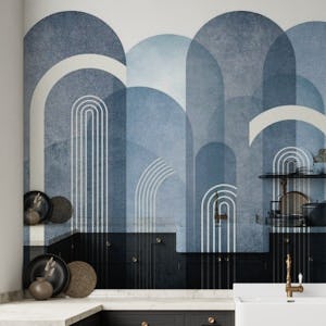 Blue Mid Century Arched Wall