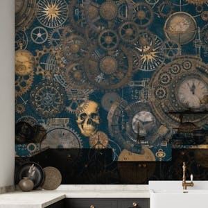 Timeless Machinery Vintage Steampunk Retro Gothic Clock and Gear Grunge  Collage Wallpaper