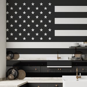 Black and white USA flag