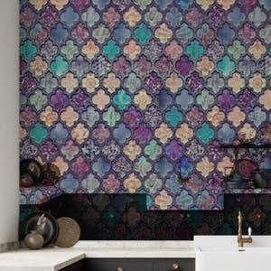 Moroccan Tiles Teal Purple
