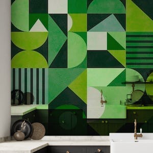 Green geometric mid century