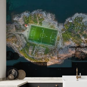 Football field on the edge of the world