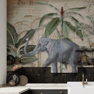 Elephants Journey Collage Art