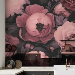 Opulent Baroque Floral Moody Botanical Art Blush Pink