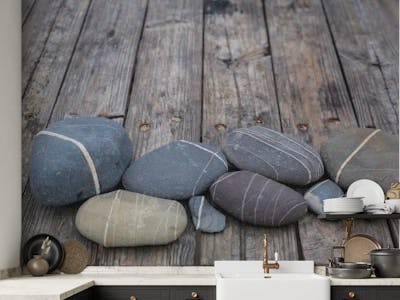 Pebble Collection On Wood