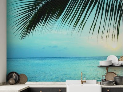 Caribbean Sunset Ocean Palm 2