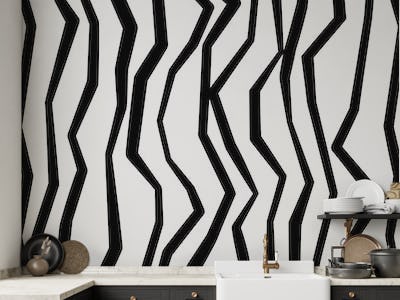 Black White Irregular Stripes