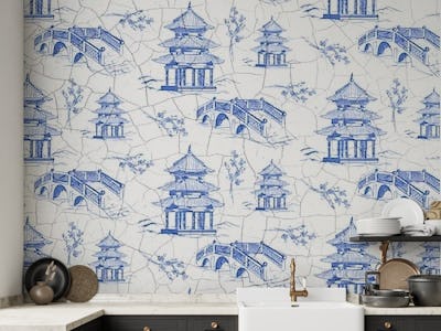 Old Japanese Tiles Blue