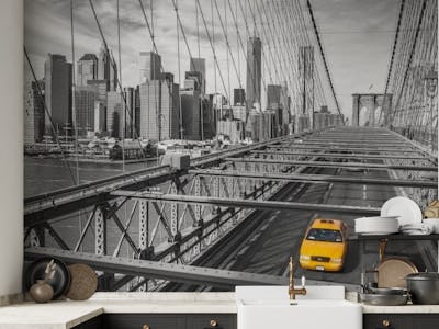 Cab on Brooklyn Bridge