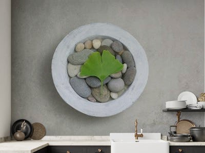 Zen Style Gingko Leaf On Pebble