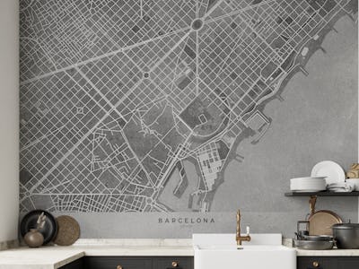 Gray vintage map Barcelona