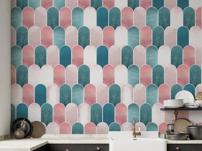 Blush Pink and Teal Wall