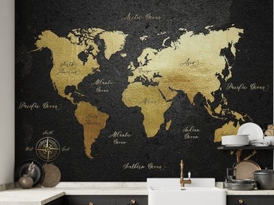 Black and Gold World Map