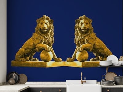 Lions on Navy Blue