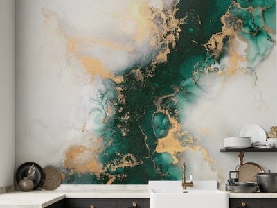 Green and gold marble