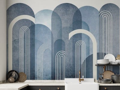 Blue Mid Century Arched Wall