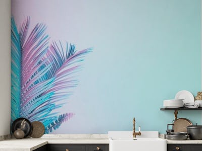 Tropical pastel palm leaves