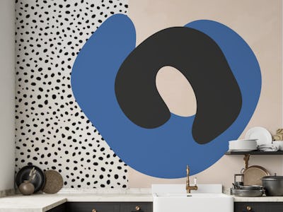 Blue Beige Mid Century Modern