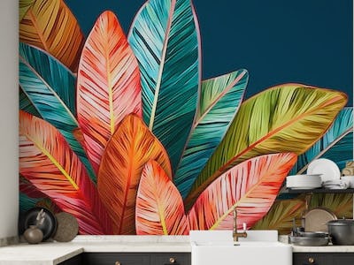 Colorful Lined Palm Leaves