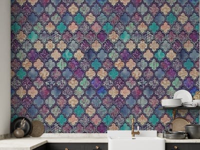 Moroccan Tiles Teal Purple