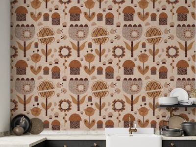 Earth Tone Flowers Mushroom
