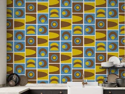 70s Cube Geo Blue