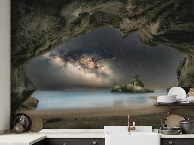 In the cave with starry sky