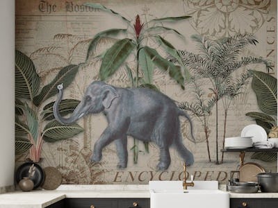 Elephants Journey Collage Art