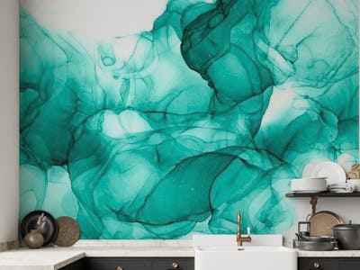 Turquoise marble ink