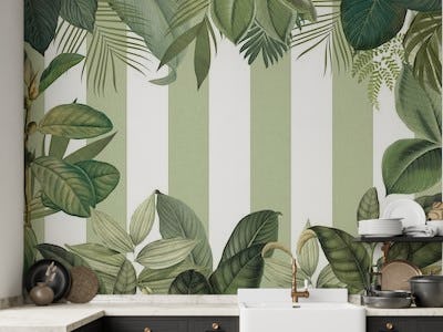 Tropical Oasis Frame And Stripes Green