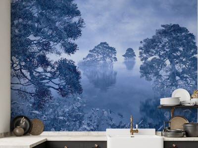 Watercolor lake blue