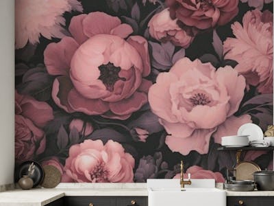 Opulent Baroque Floral Moody Botanical Art Blush Pink