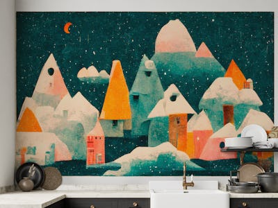 Little Village With Moon